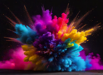 An explosion of bright colors. Feelings and emotions. AI