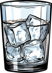 Glass with water and ice clipart design illustration