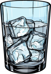 Glass with water and ice clipart design illustration