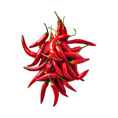 red chili peppers isolated on white transparent background
