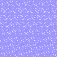 Fototapeta premium Cute ice cream seamless pattern on stick in outline style on purple background for backgrounds, patterns, wrapping, packging, wallpapers
