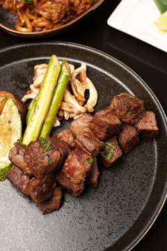 Roast beef with Vegetables. Luxury restaurant food