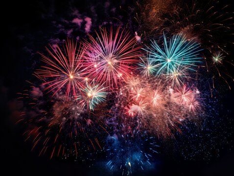 fireworks  light up the sky Abstract colored firework background.