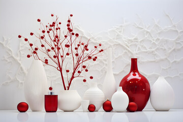 cozy and festive christmas corner: red and white minimalist holiday decor