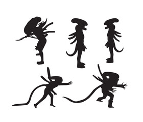 free vector xenomorph alien silhouette set