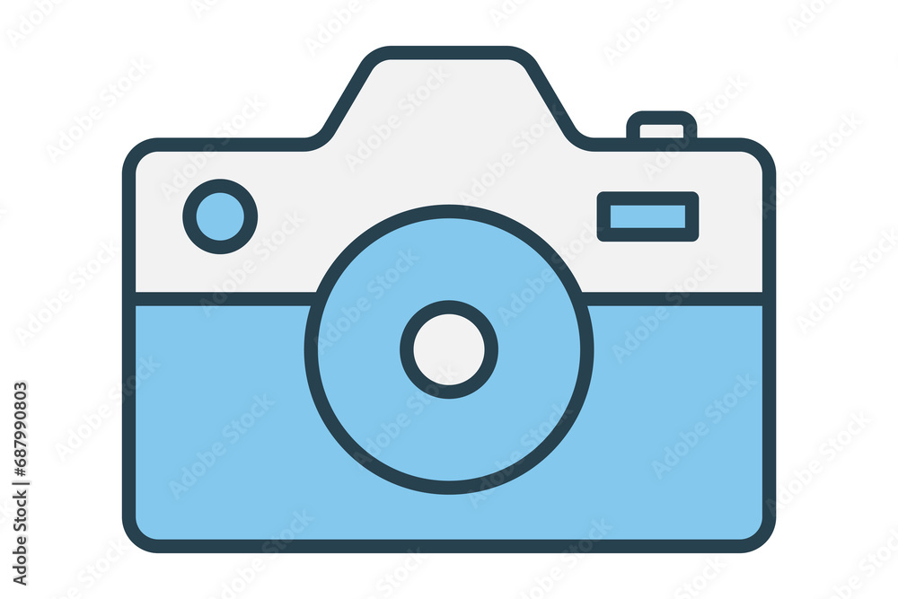 Poster camera icon. flat line icon style. simple vector design editable
