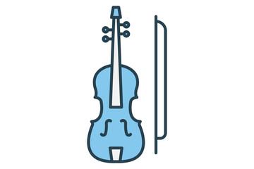Naklejka premium violin icon. icon related to music, music instrument. flat line icon style. simple vector design editable