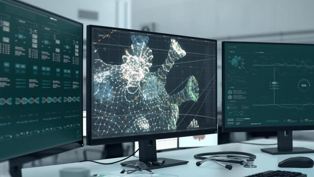 Medical technology is used for the virus bacteria research. Medical tech is inspecting the virus bacteria cells for research. Medical tech is inspecting the virus bacteria for biological research.