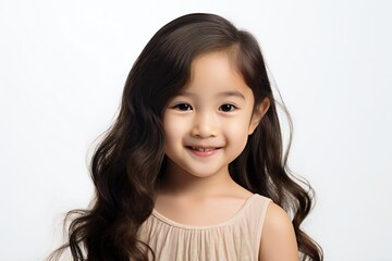 Young Asian baby girl beauty woman long hair isolated white background