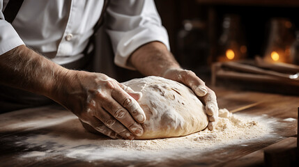 Fototapeta premium Panaderos amasando pan