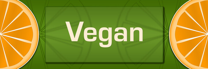 Vegan Citrus Orange Slice Left Right Green Background Text 
