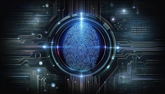 A high-tech digital fingerprint identification concept