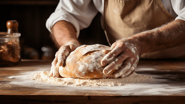 Panaderos amasando pan