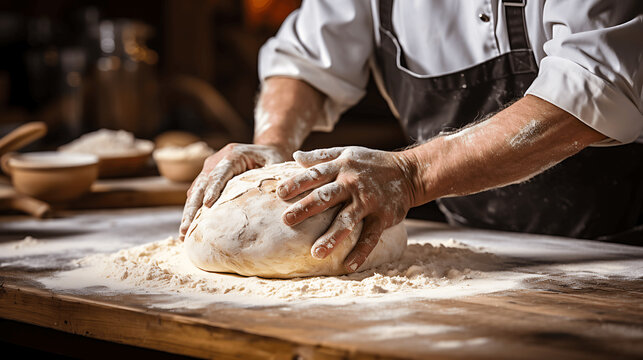 Panaderos amasando pan