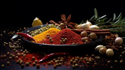 A Bowl Filled with Spices Next to a Pile of Spices