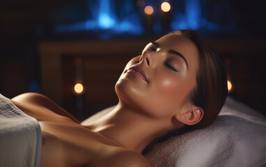 Relaxing Spa Massage: Serene Young Woman Enjoying Treatment