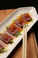 Traditional Japanese Sushi with tuna and celery