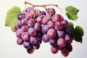 Fototapeta premium Watercolor grapes isolated on white. AI Generated