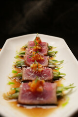 Traditional Japanese Sushi with tuna and celery