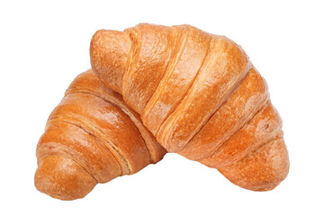 Croissants several pieces lie, isolated background on a white background