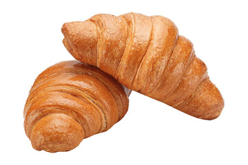 Croissants several pieces lie, isolated background on a white background