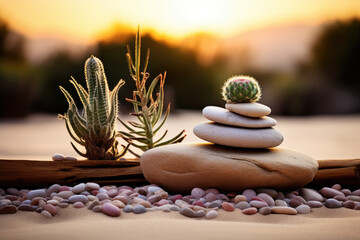 Tranquil Zen Garden in Desert Landscape