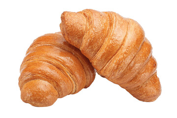 Croissants several pieces lie, isolated background on a white background