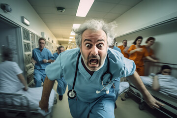 The commotion in the hospital - obrazy, fototapety, plakaty