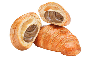 Croissants with boiled condensed milk, isolated background on a white background