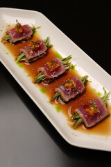 Traditional Japanese Sushi with tuna and celery
