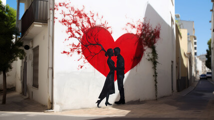 Love themed street art graffiti. Valentine's Day concept