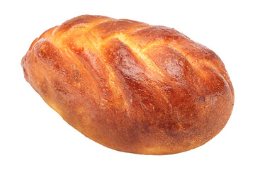 Russian bread from the oven, homemade pastries, bakery products on a white isolated background bun from the oven