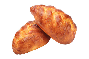 Russian bread from the oven, homemade pastries, bakery products on a white isolated background bun from the oven