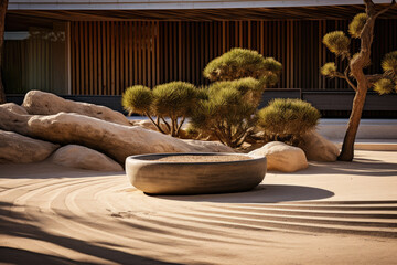 Tranquil Zen Garden in Desert Landscape