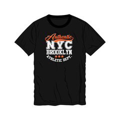 NYC Brooklyn typography t shirt print design vector illustration isolated on black template views