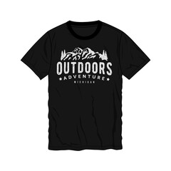 Outdoor explore T shirt chest print design vector illustration ready to print Isolated on black template views