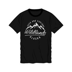 Outdoor explore T shirt chest print design vector illustration ready to print Isolated on black template views