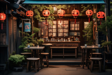 small Asian street restaurant - obrazy, fototapety, plakaty