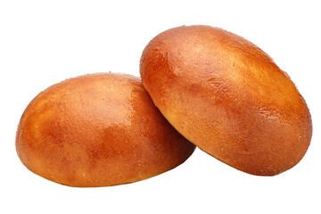 round bun from the oven, homemade baking, bakery products on a white isolated background bun from...