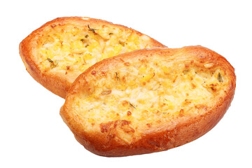 homemade flatbread with cheese and herbs, isolated on white background