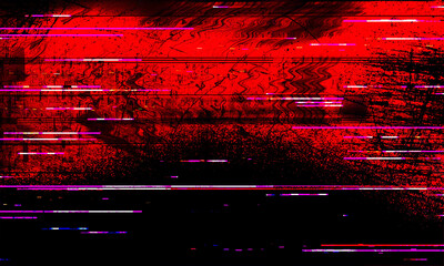 grunge abstract background damaged screen. Red glitch noise on black texture scratched with dust.Absctract scratched background. Retro texture. Grunge paper .Unique Design Abstract Digital Pixel Noise