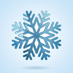 3d render ice snowflake. Meteorology realistic element. Symbol of cold, frost, ice. Design element for winter season. 