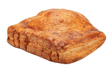 homemade baked goods, rectangular bun pie, puff pastry, bakery products on a white isolated background