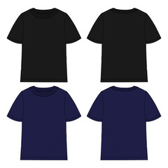 Black and navy color t shirt tops vector illustration template for boys