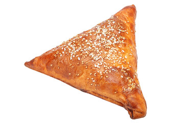 Samsa bread bun with beef meat, several pieces, isolated background on a white background