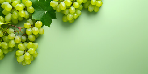 fresh green grape fruit healthy food concept Arrange a beautiful top view with space on a green...