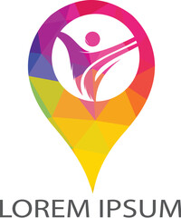 People health and fitness locator vector logo design concept.