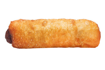 fried in butter, bread with sausages isolated background on a white isolated background