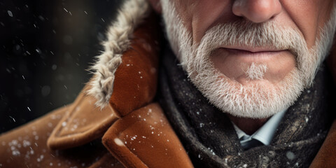 Obraz premium Elderly gentleman with beard, exquisite fur coat.