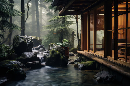 
A Japanese Onsen-style Sauna, Utilizing Natural Hot Springs, Creating A Zen-like Ambiance For A Traditional And Rejuvenating Bathing Experience.
